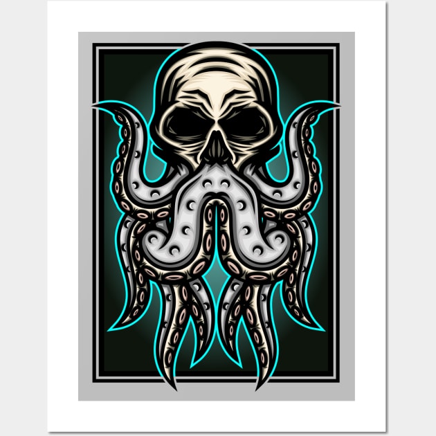 Human Skull Octopus Wall Art by WODEXZ